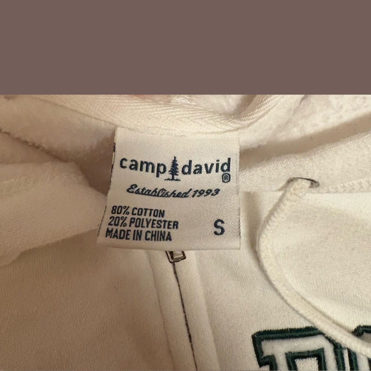 Vintage Camp David Women’s White Collegiate “Cal Poly Mom” Zip Hoodie Size S