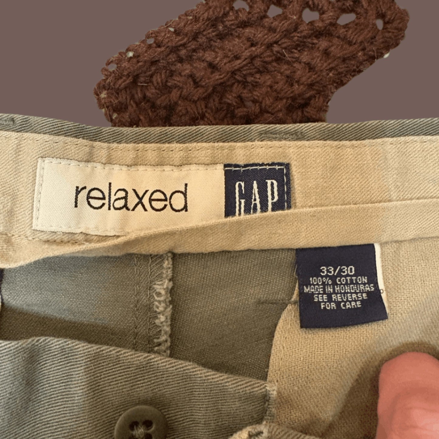 Vintage Gap Relaxed Fit Chinos – Grey-Green 90s Preppy Workwear