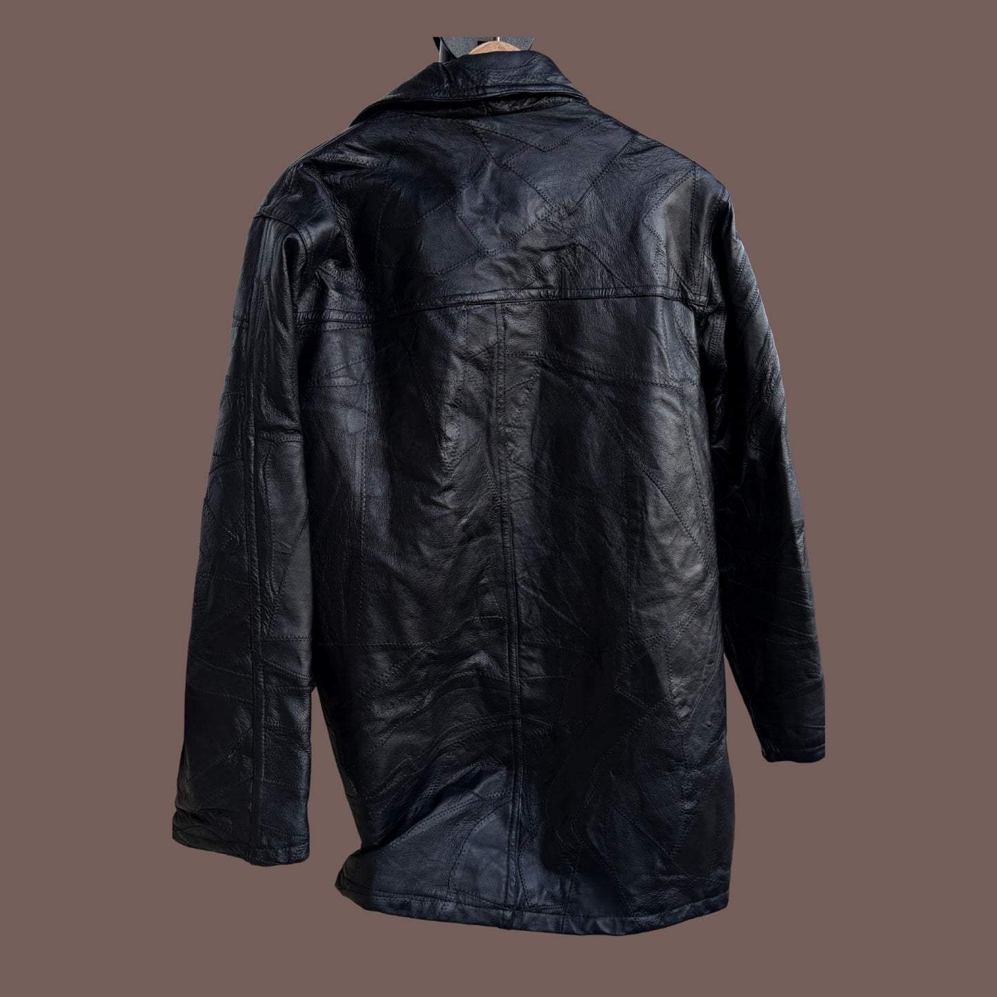 Vintage Genuine Leather Button Front Jacket – Minimalist 90s Outerwear