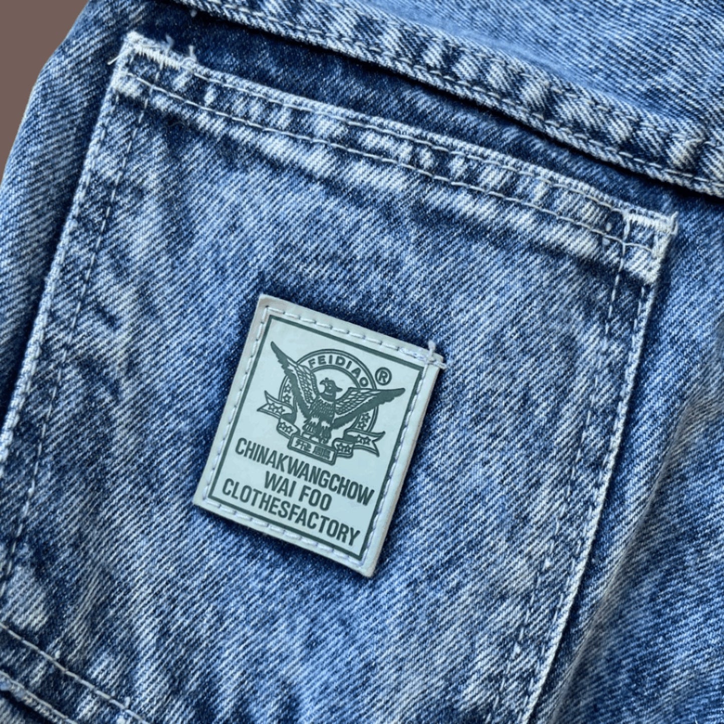 Vintage FEIDIAO Acid Wash Jeans – 90s Embroidered Denim