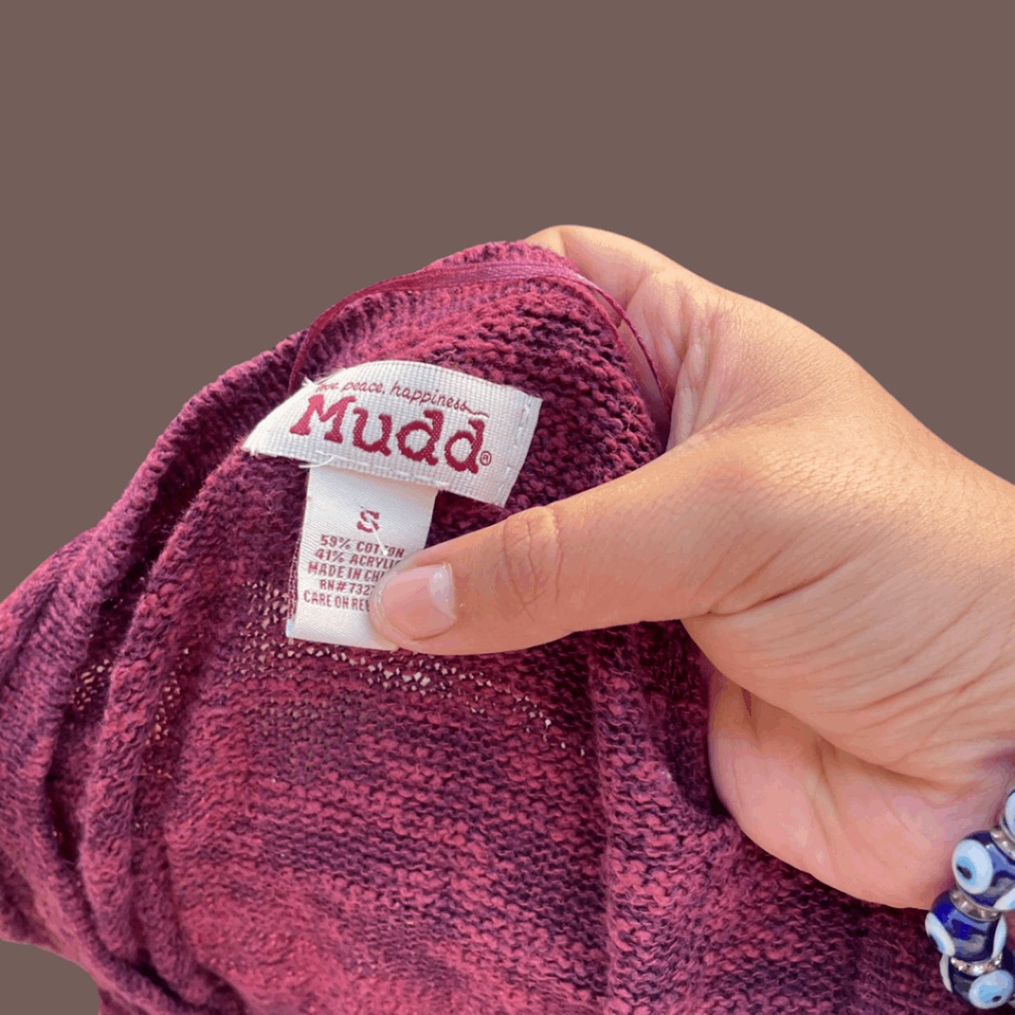 Vintage Mudd Maroon Knit Cardigan – Y2K Layered Look Essential