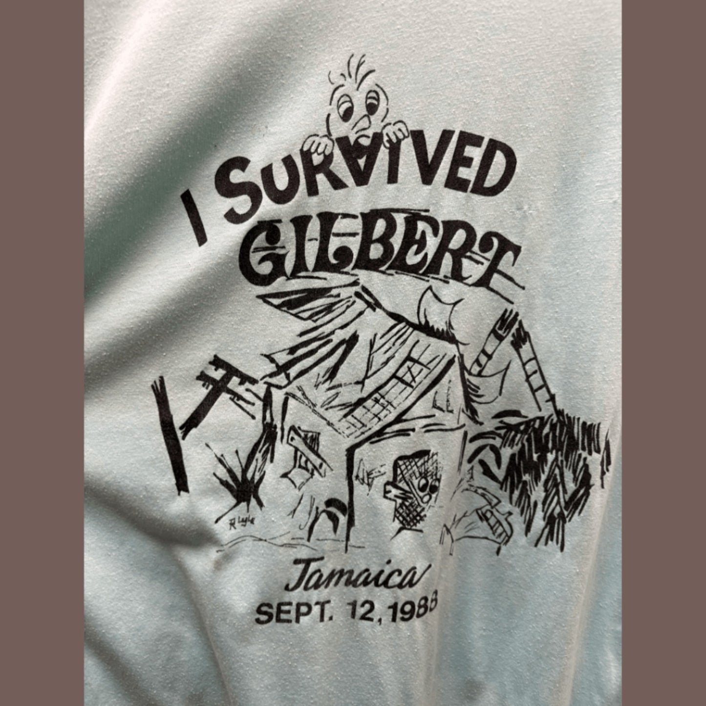 Vintage Jamaica “I Survived Hurricane Gilbert” T‑Shirt – Size XL