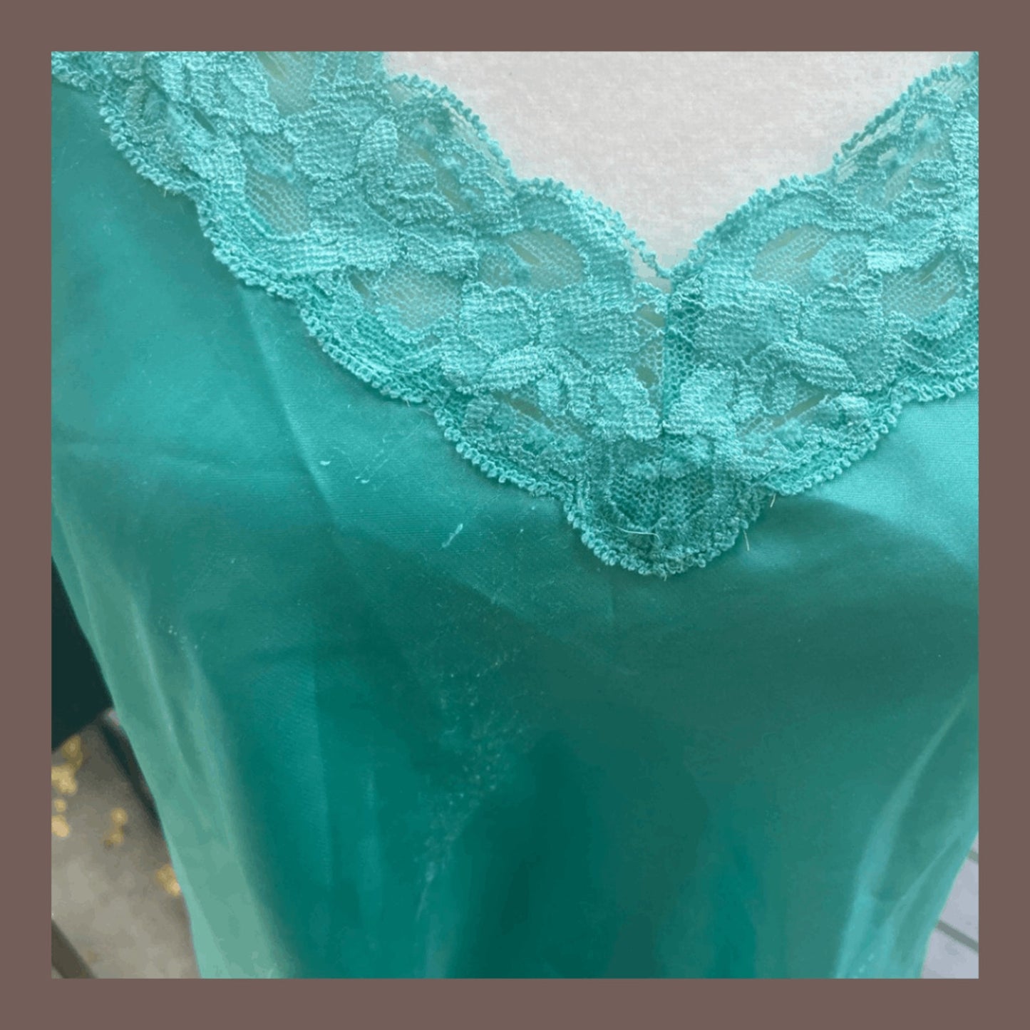 Vintage Thalia Sodi Lace Trim Slip Dress – Seafoam Satin Coquette