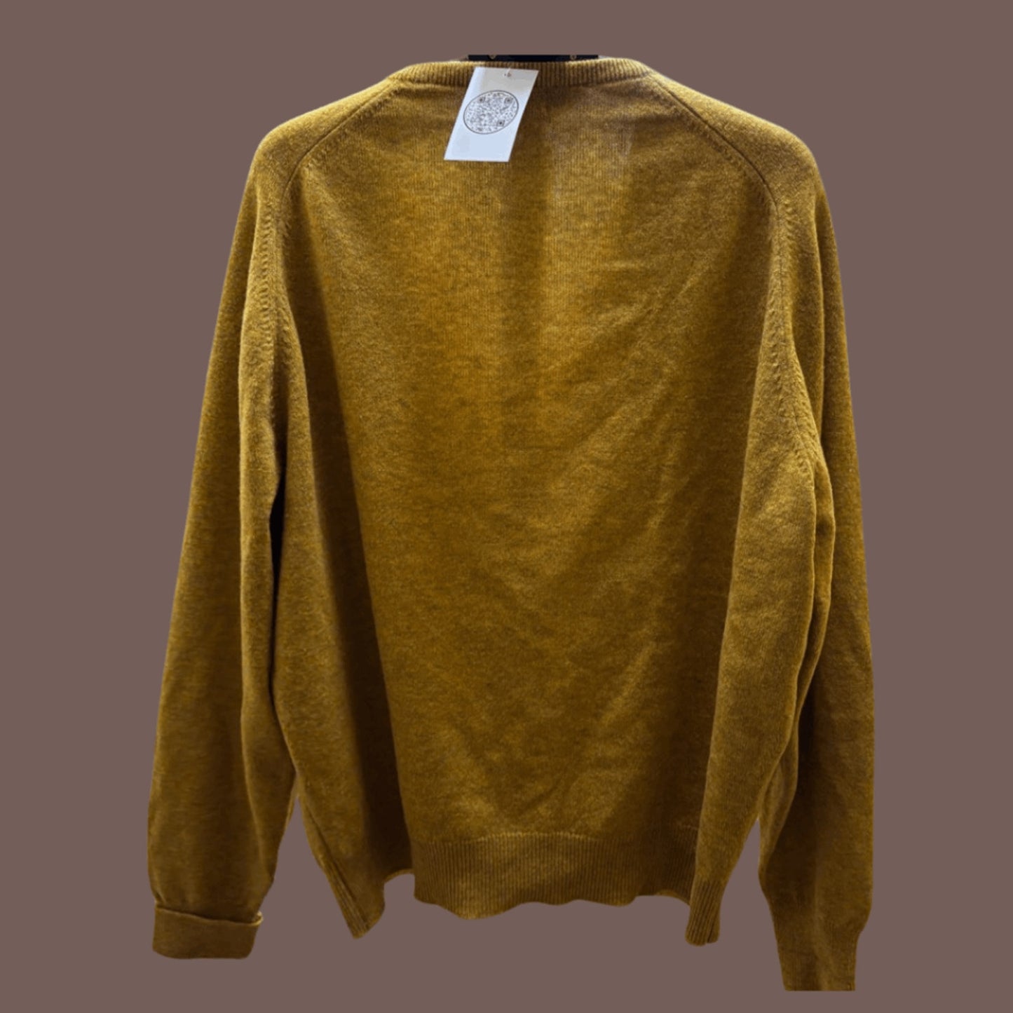 Vintage Lands’ End Lambswool V‑Neck Sweater – Mustard XL