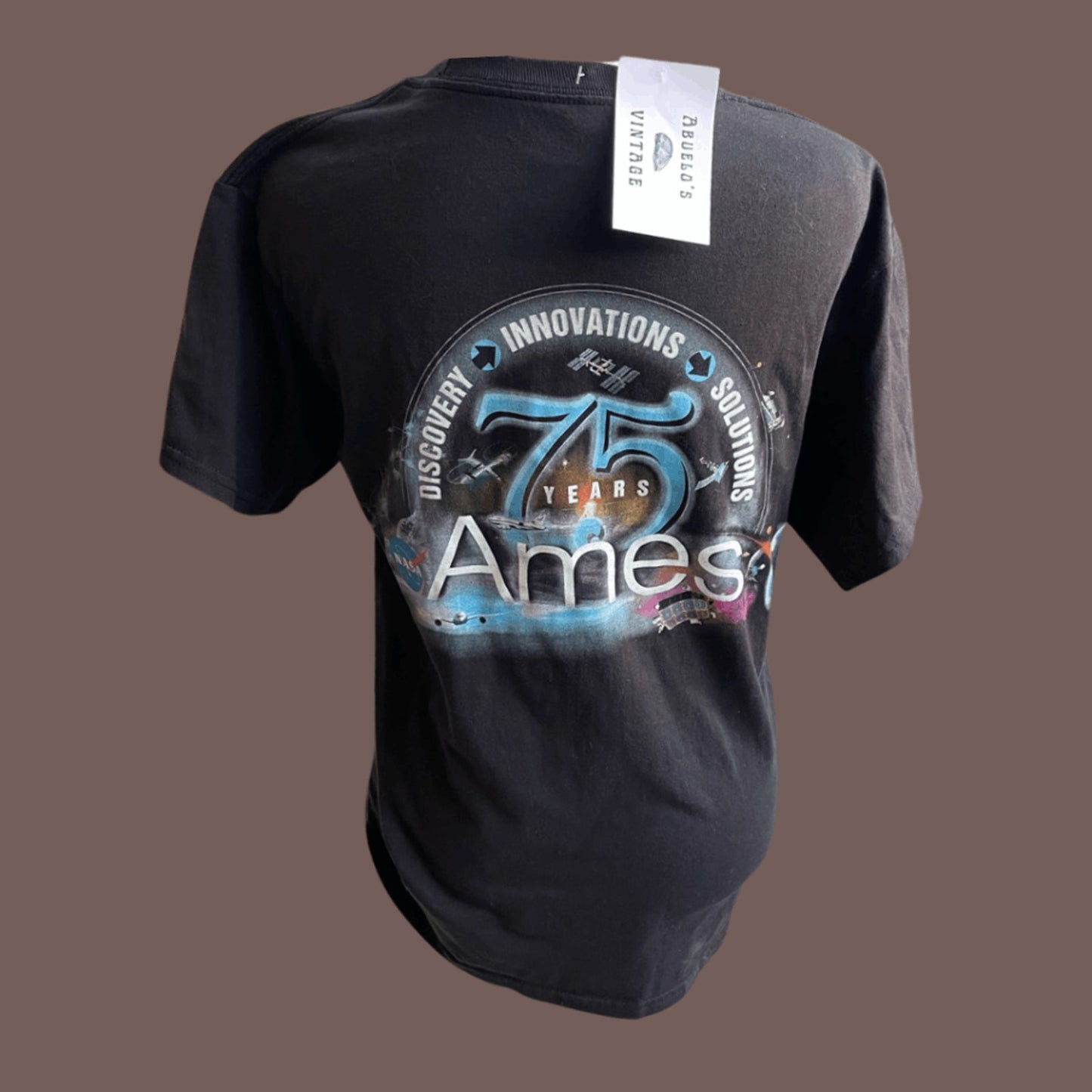 Hanes Nasa Ames Research Center 75 yrs Commemorative Short Sleeve Black Shirt S