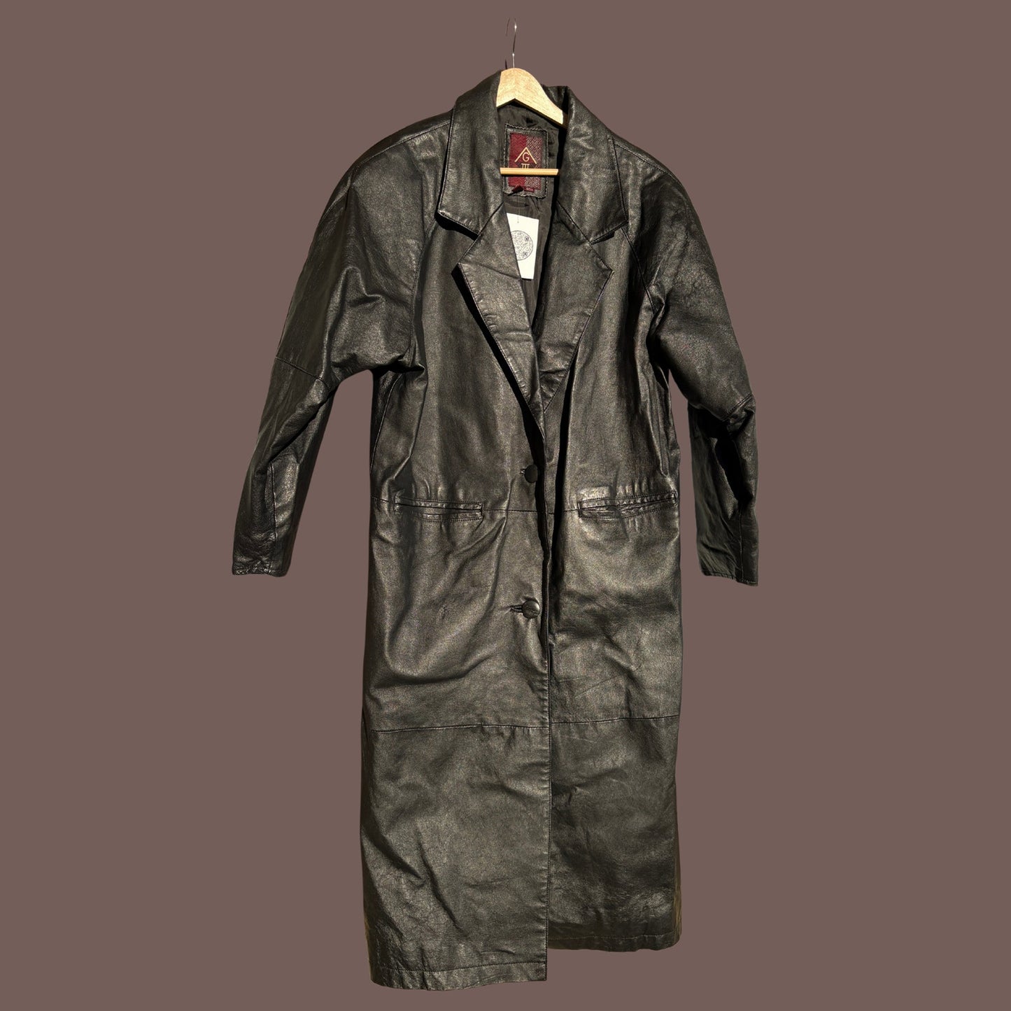 Vintage G III Leather Trench Coat – 90s Minimalist Grunge