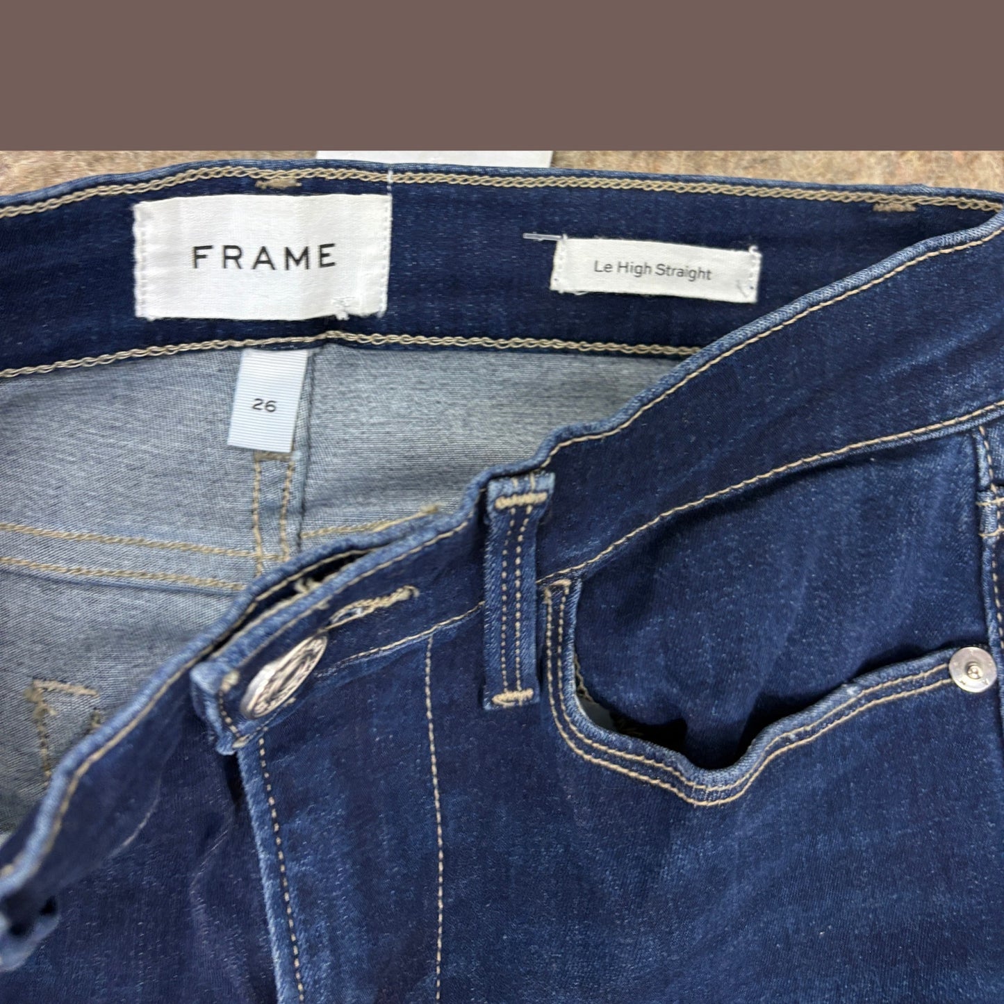 Vintage FRAME Le High Straight Jeans – Dark Wash Minimalist