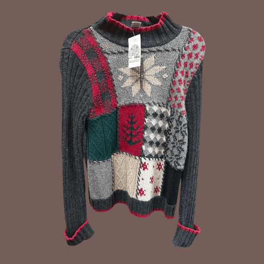 Vintage High Sierra Holiday Patchwork Sweater – 90s Winter Lodgecore