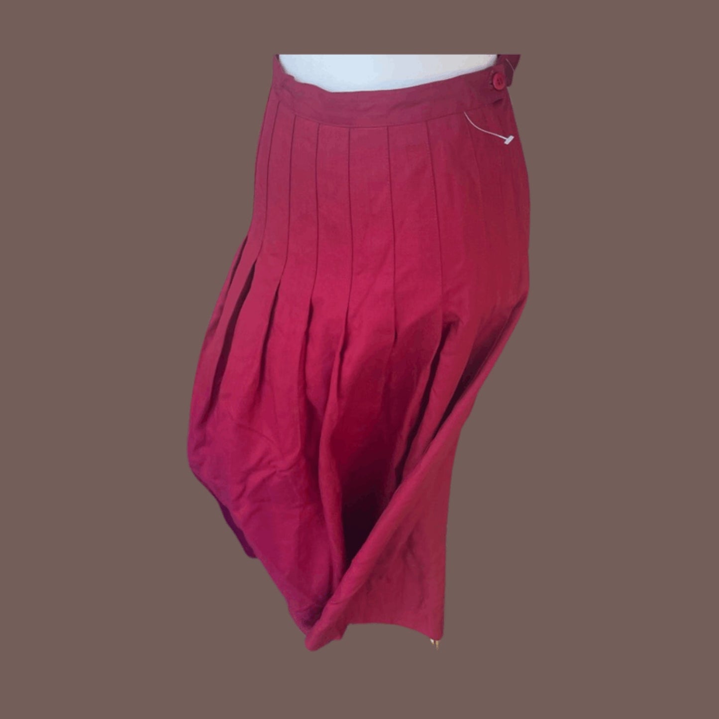 Vintage Red Pleated A-Line Skirt – 90s Dark Academia Classic