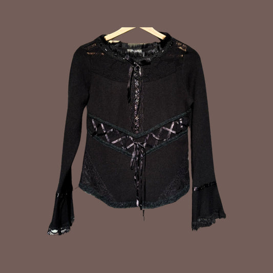 Vintage A.mfs Lace-Up Knit Top – Gothic Coquette Made in France