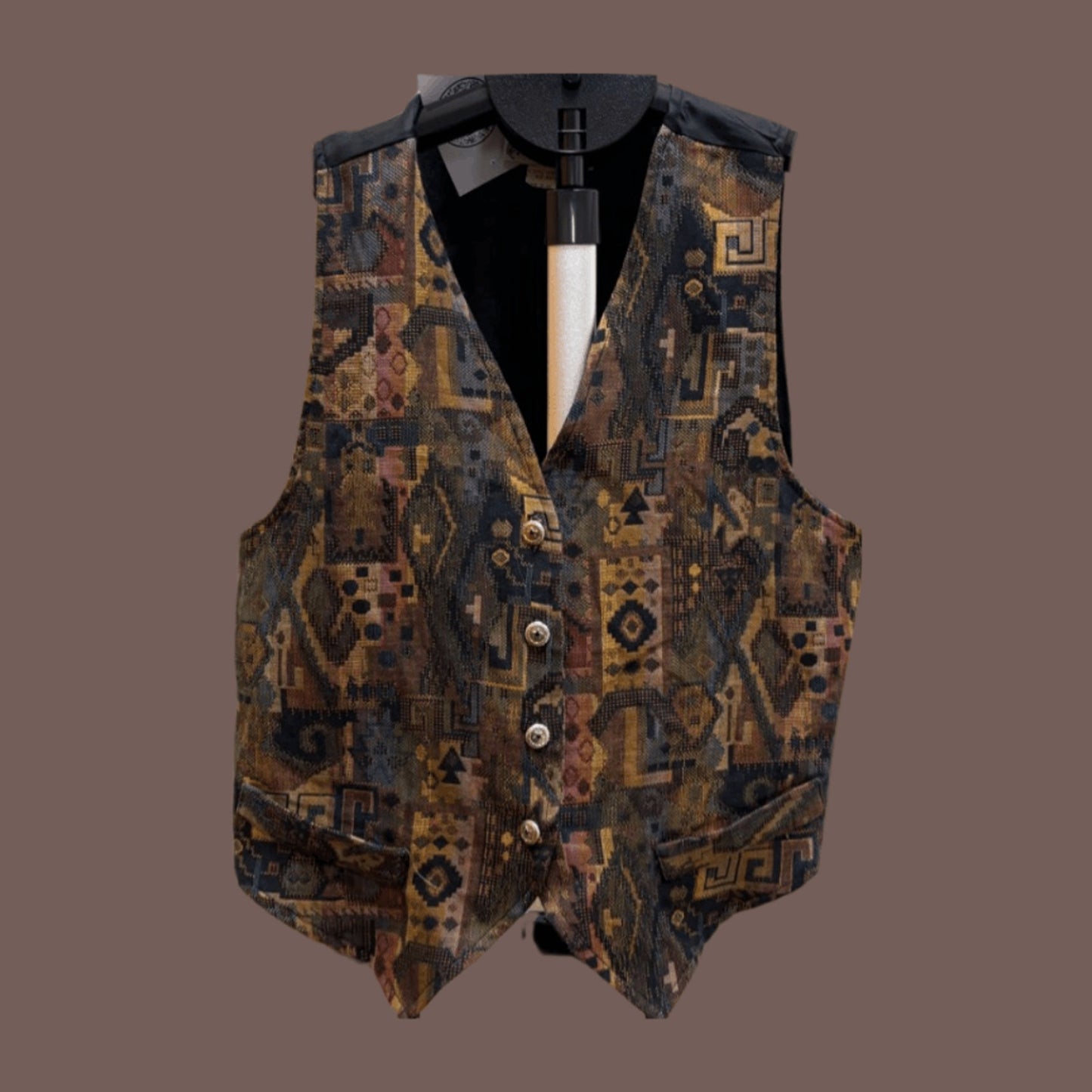 Vintage TRY Southwestern Tapestry Vest – 90s Boho Western