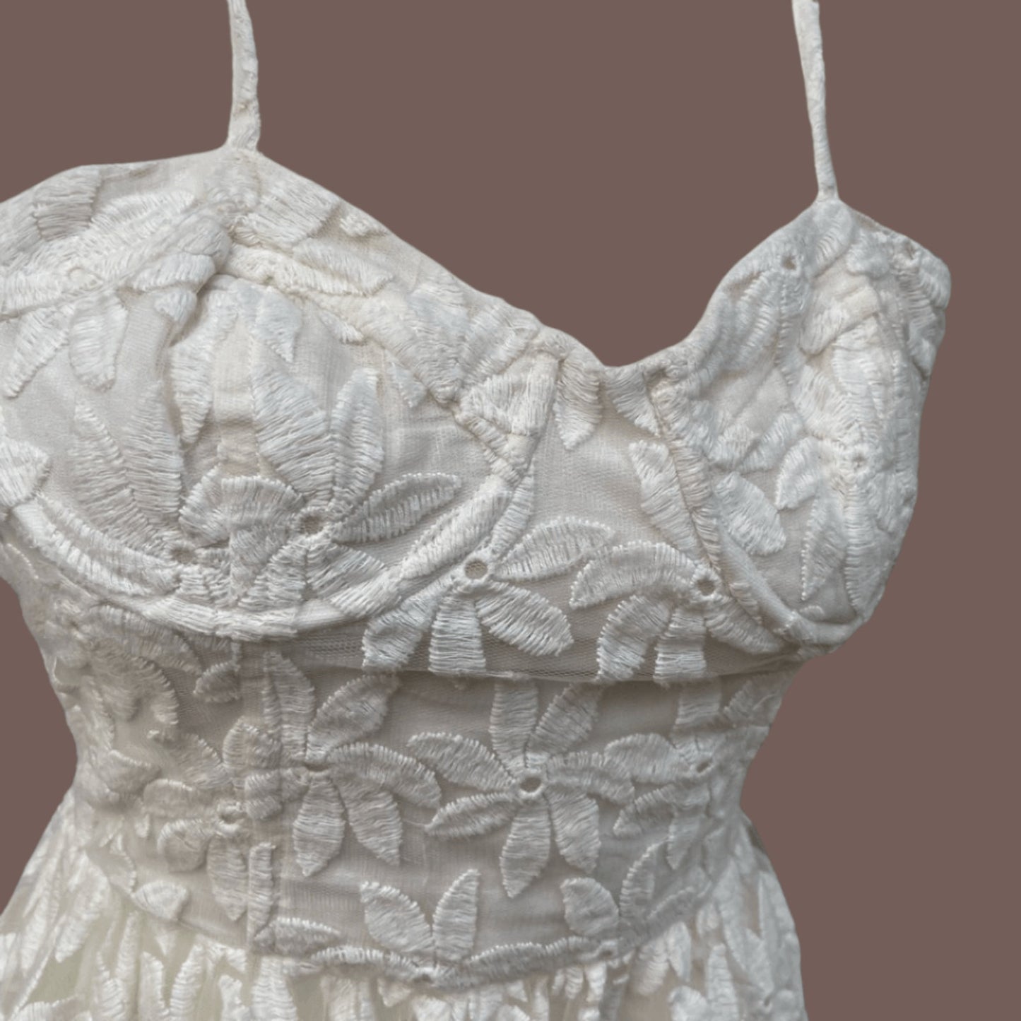 Vintage Forever 21 Embroidered Floral Mini Dress – 2010s Coquette Revival