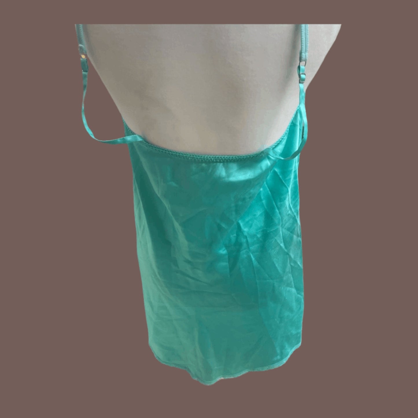 Vintage Thalia Sodi Lace Trim Slip Dress – Seafoam Satin Coquette