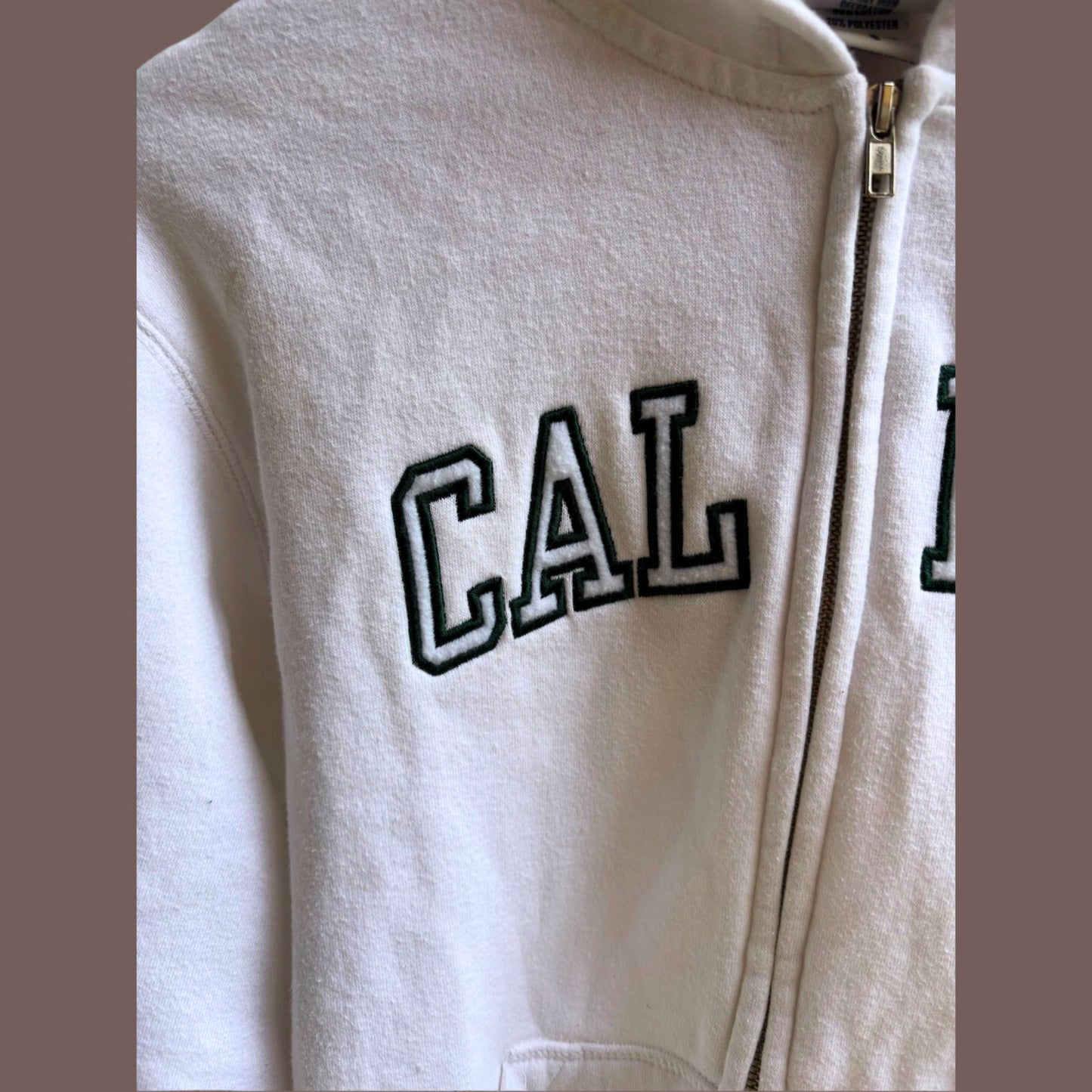 Vintage Camp David Women’s White Collegiate “Cal Poly Mom” Zip Hoodie Size S