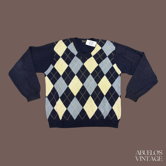 Vintage Brooks Brothers Argyle Knit Sweater – 90s Preppy Classic