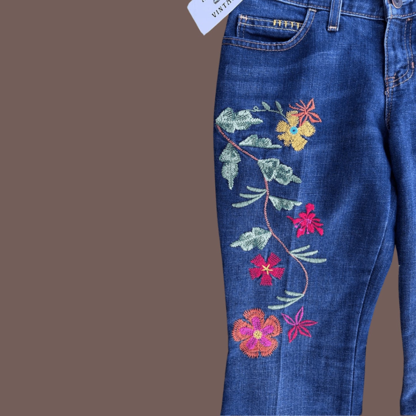 Vintage GAP Floral Flare Jeans – Y2K Boho Embroidered Denim