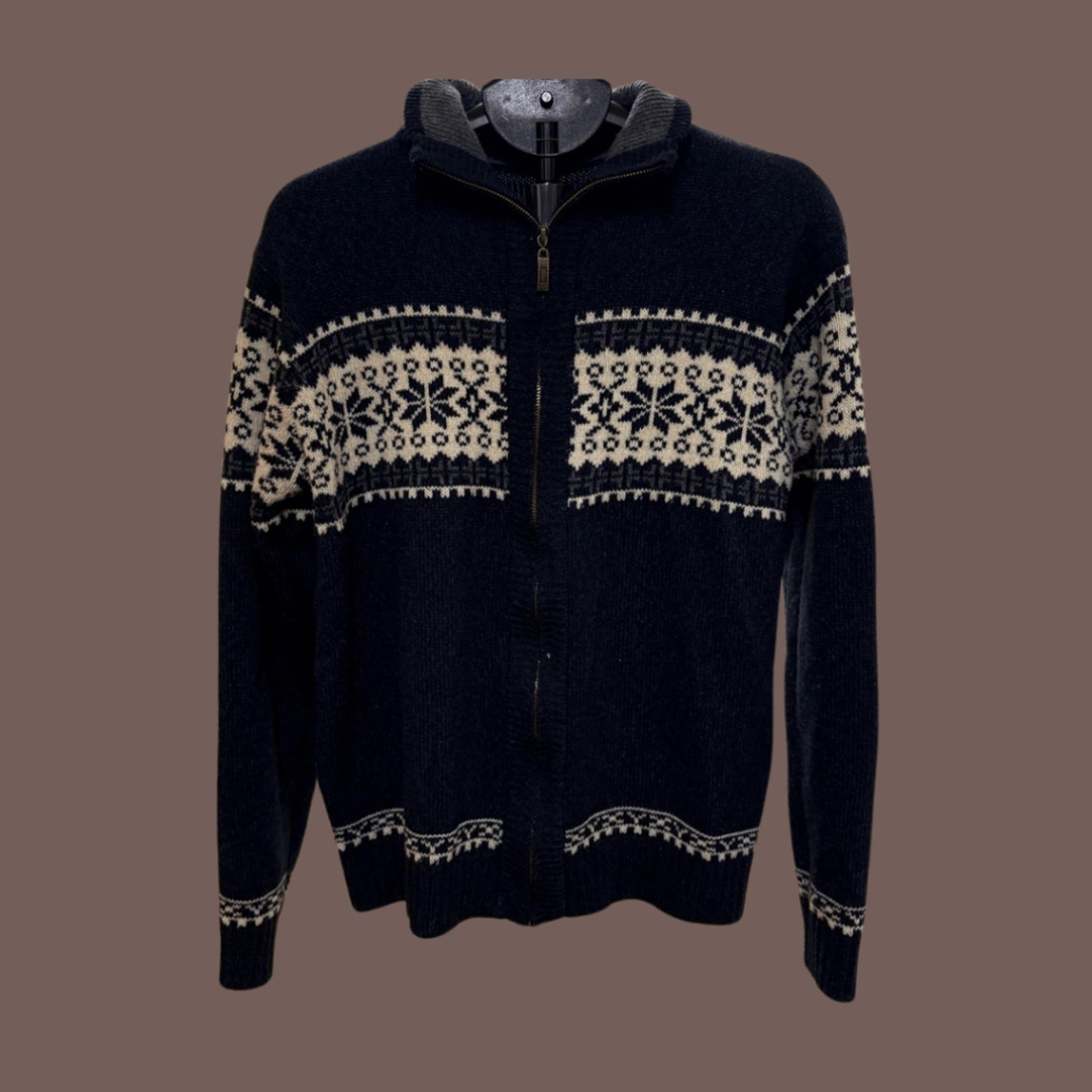 Vintage Nordic Fair Isle Zip-Up Sweater – Y2K Après-Ski