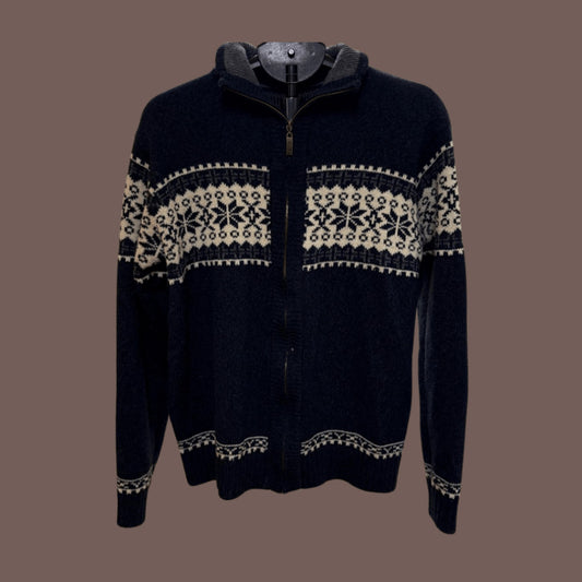 Vintage Nordic Fair Isle Zip-Up Sweater – Y2K Après-Ski