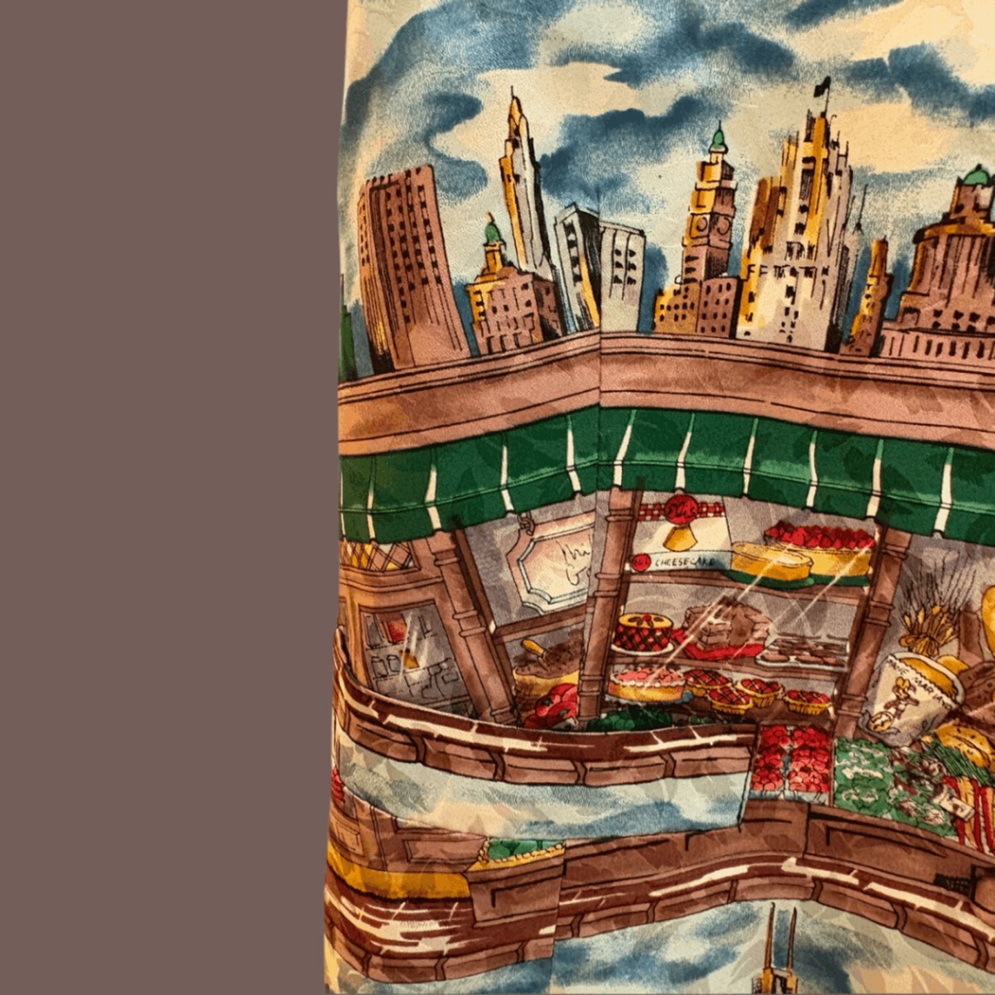 Vintage Nicole Miller Silk Vest – 90s Cityscape Statement