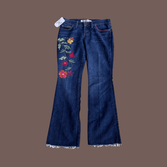 Vintage GAP Floral Flare Jeans – Y2K Boho Embroidered Denim