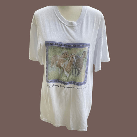 Vintage Jerzees Horses Graphic Tee – 90s Western Americana