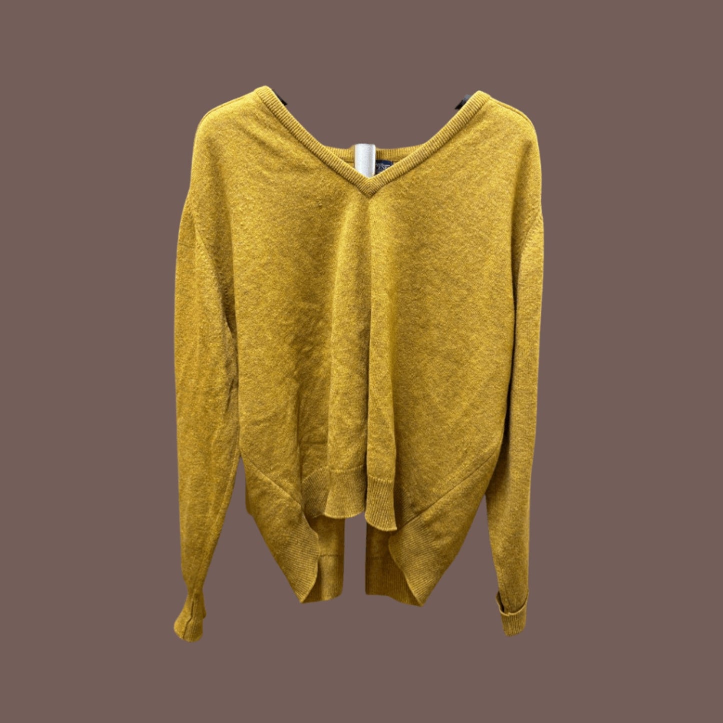 Vintage Lands’ End Lambswool V‑Neck Sweater – Mustard XL