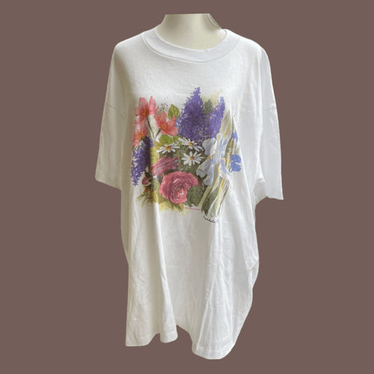 Vintage Debra Rudderforth Floral Art Tee – 90s Limited Additions Deadstock