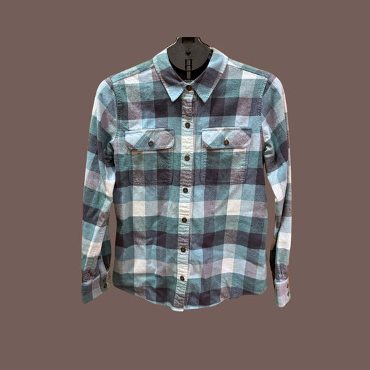 Patagonia Women’s Small Blue Green Plaid Organic Cotton Flannel Shirt