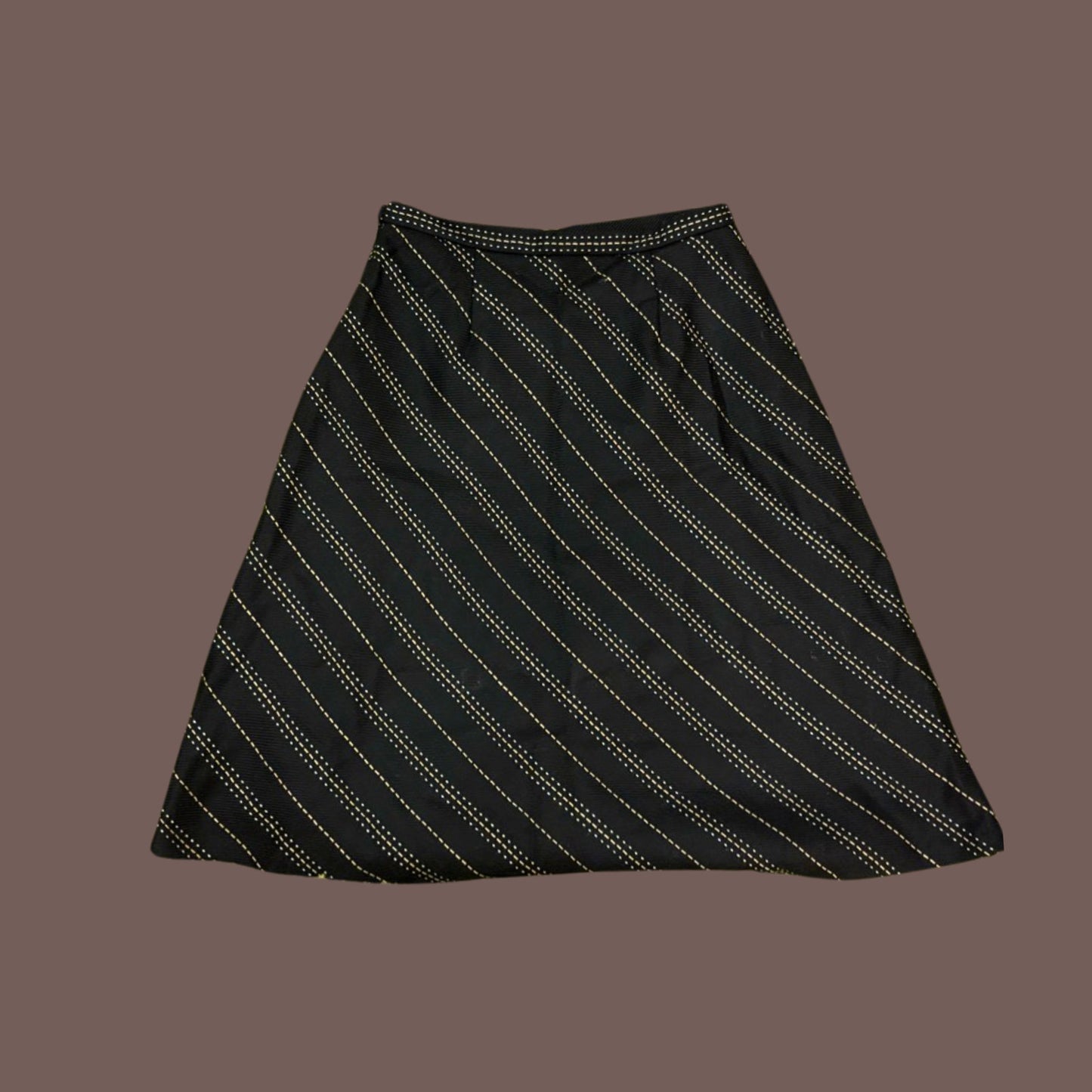 Vintage Talbots Women’s Black Wool Diagonal Stitch A-Line Midi Skirt Size 10