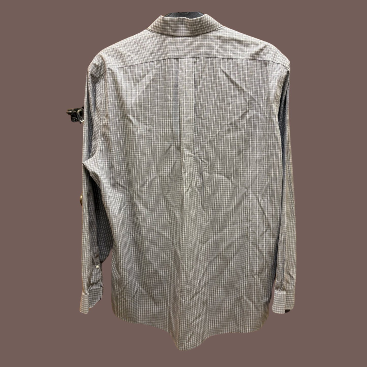 VTG Eddie Bauer Men’s Gray Plaid Wrinkle-Free Relaxed Fit Buttondown Shirt