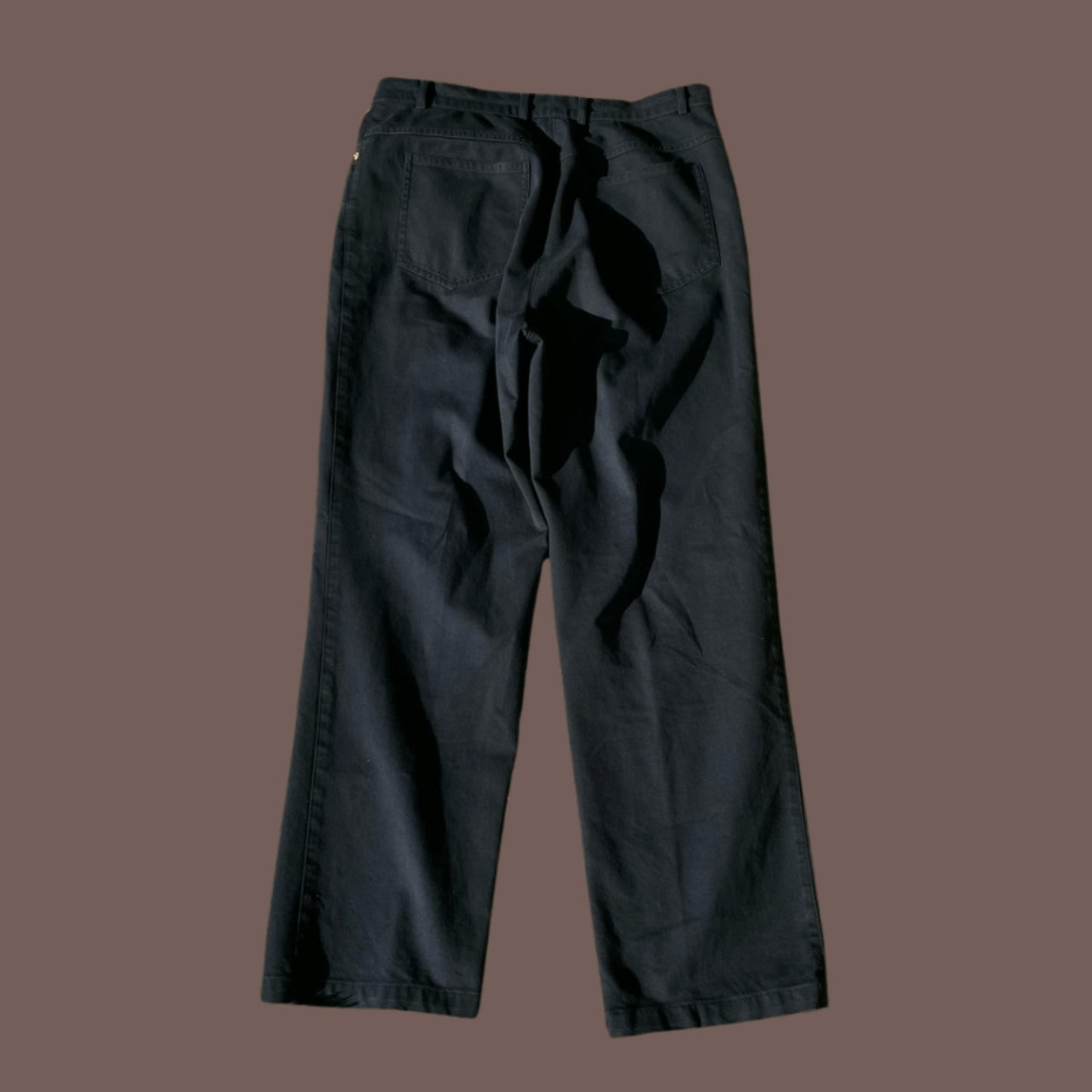 St. John Sport Wide‑Leg High‑Rise Jeans – Black Gold‑Loop Detail