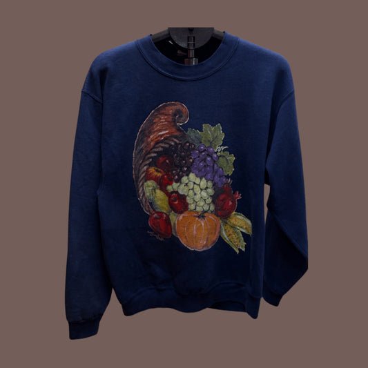 Vintage Oneita Cornucopia Graphic Sweatshirt – 90s Cottagecore Fall