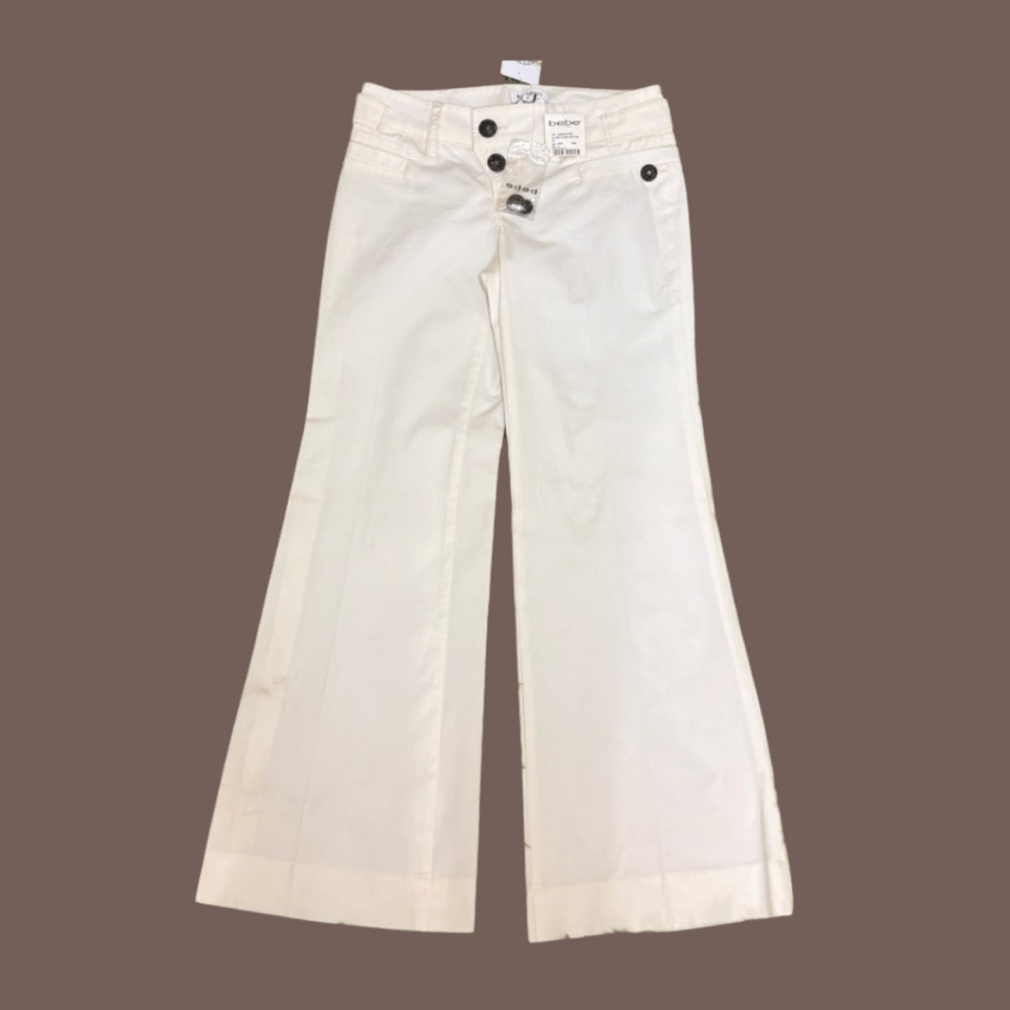 Vintage Bebe Sailor Flare Pants – Y2K Winter White Deadstock