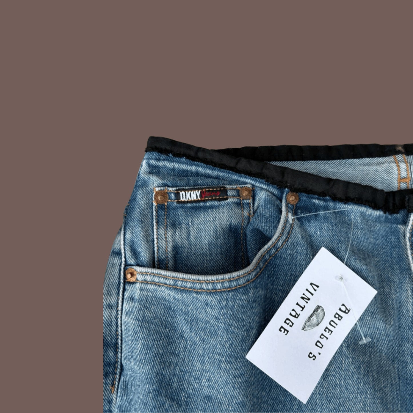 Vintage DKNY Straight Jeans with Raw Waistband – 2000s Edge