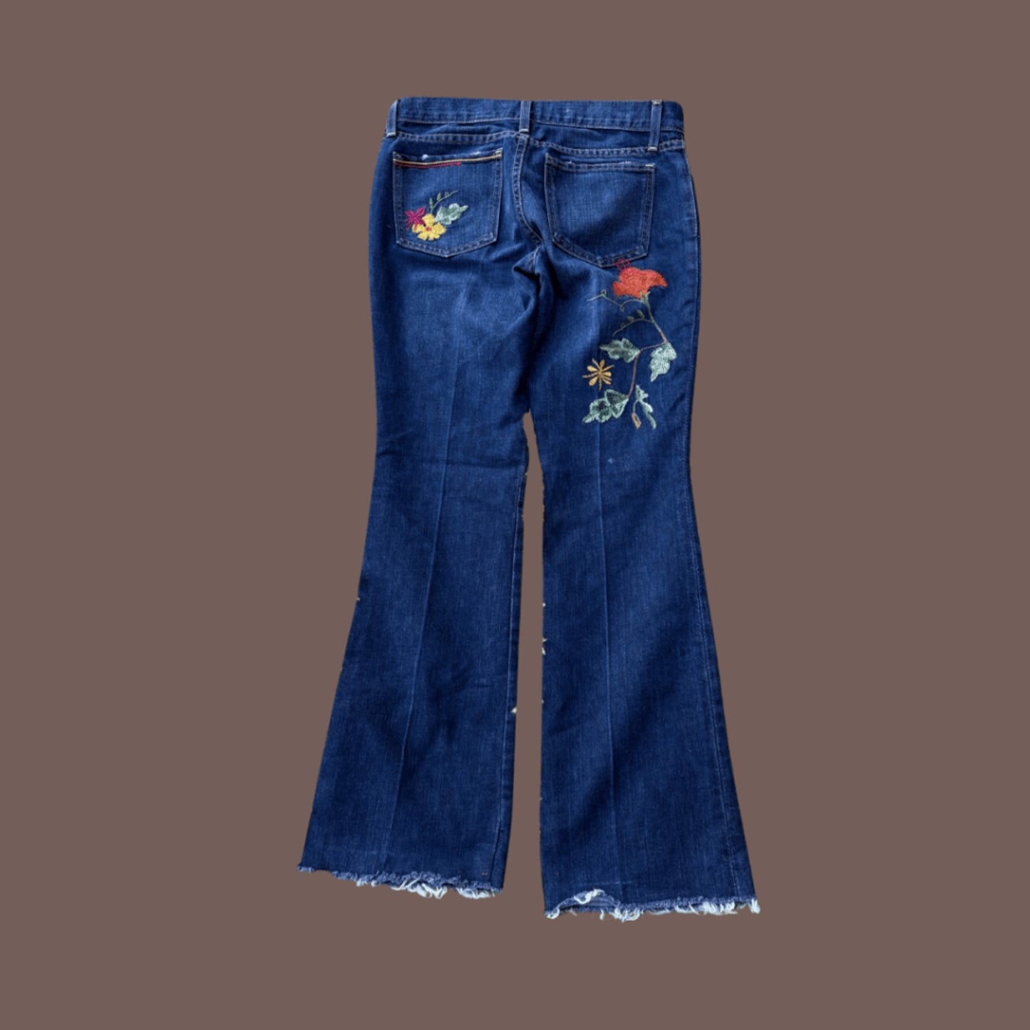 Vintage GAP Floral Flare Jeans – Y2K Boho Embroidered Denim