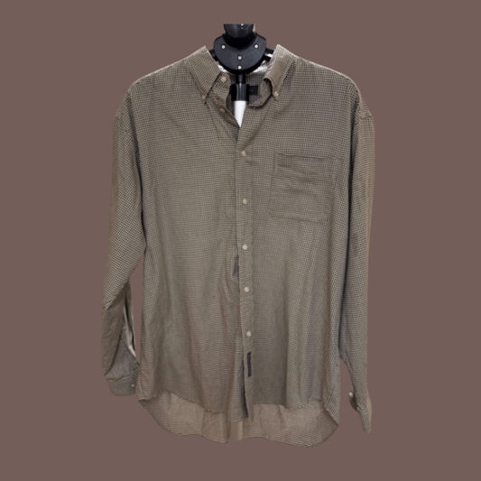 Vintage Banana Republic Brown Micro-Grid Shirt – 90s Prep Classic