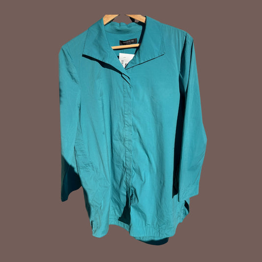 Vintage Lafayette 148 Teal Tunic Blouse – Minimalist Resortwear
