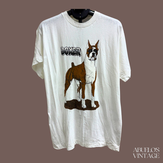 Vintage Boxer Dog Graphic T-Shirt – 90s Animal Print