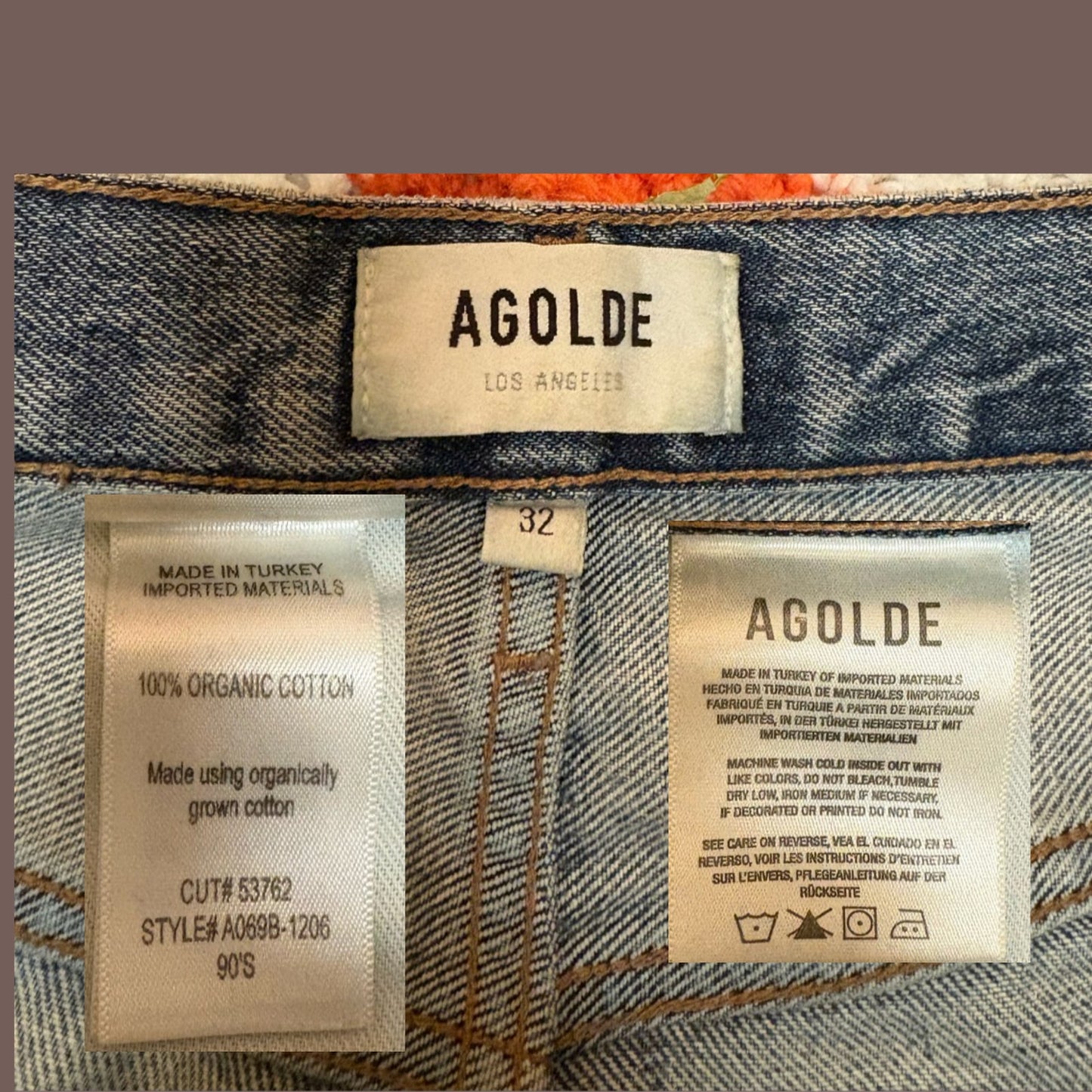 Vintage Agolde 90s Distressed Denim Jeans – Organic Cotton Straight Fit