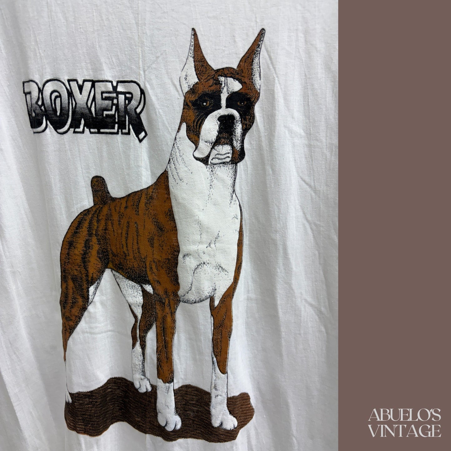 Vintage Boxer Dog Graphic T-Shirt – 90s Animal Print
