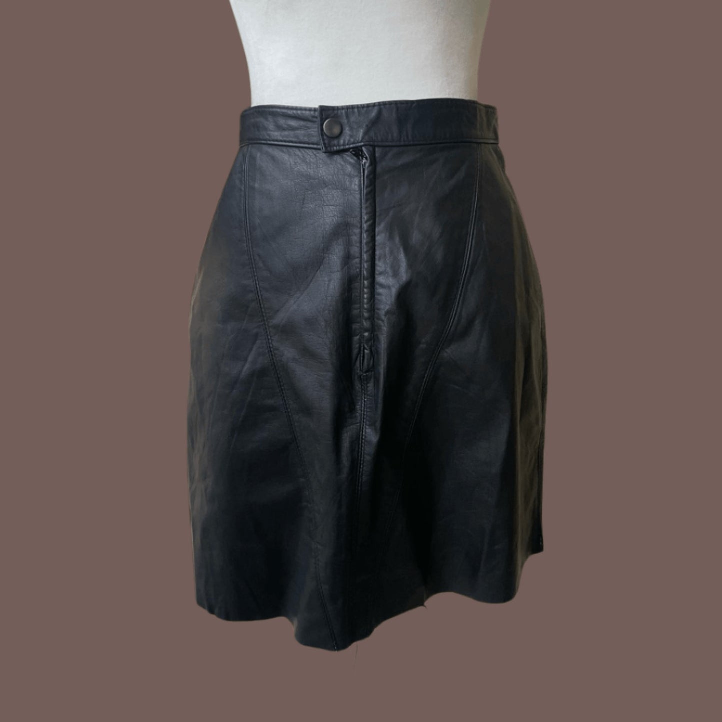 Vintage Pelle Black Leather Mini Skirt – 90s Minimalist Rock