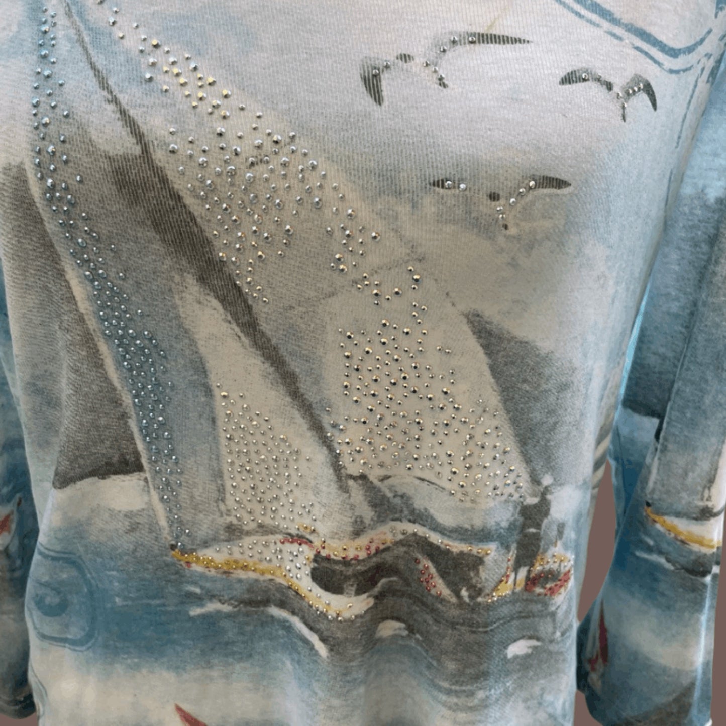 Vintage Cactus Bay Rhinestone Sailboat Top – Y2K Coastal Charm