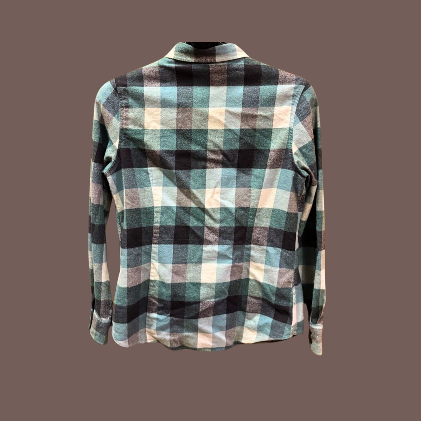 Patagonia Women’s Small Blue Green Plaid Organic Cotton Flannel Shirt