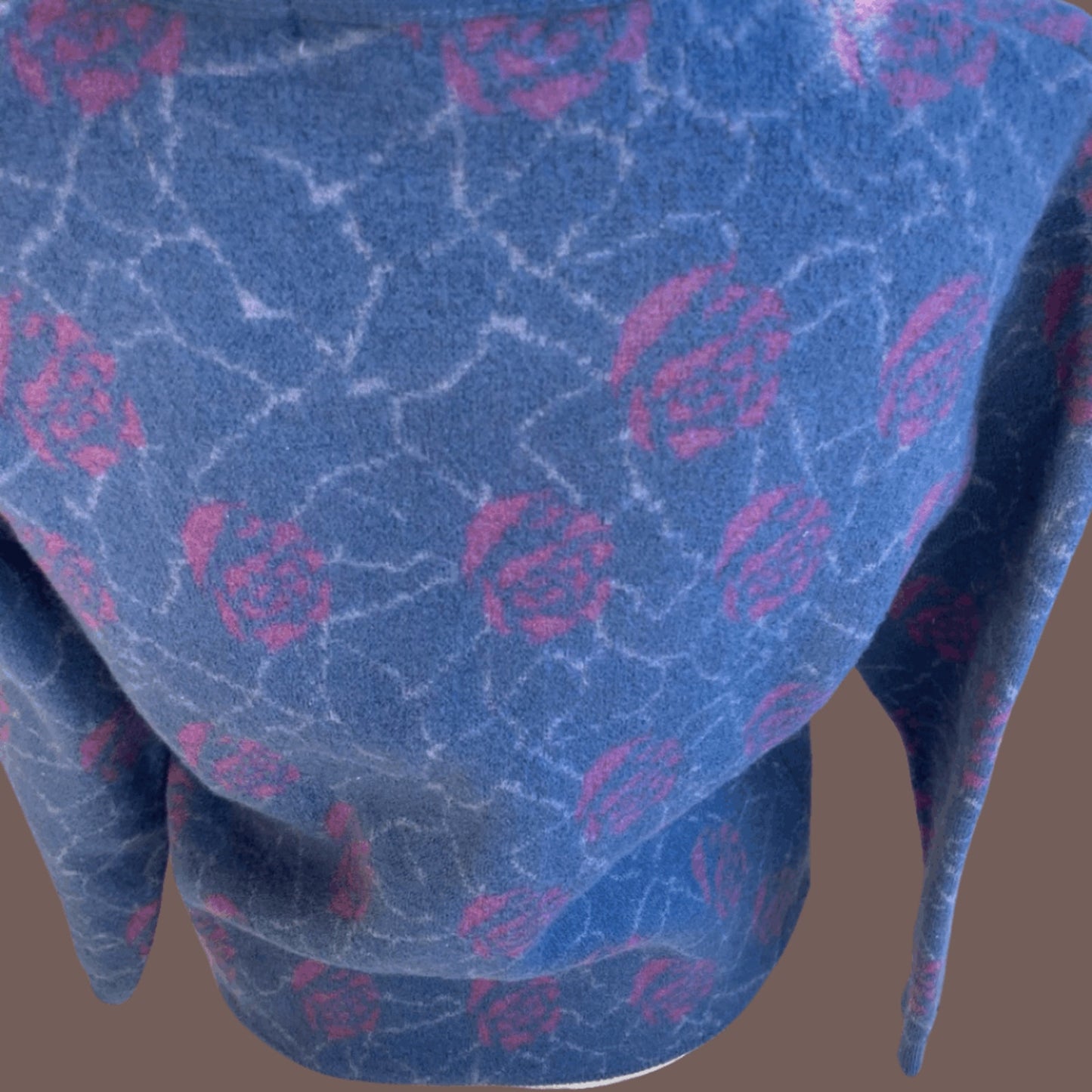 Vintage Camela Blue Floral Wool Cardigan – 70s Light Academia