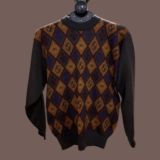 Vintage Recardo Rebecca Aztec Knit Sweater – 90s Dark Academia