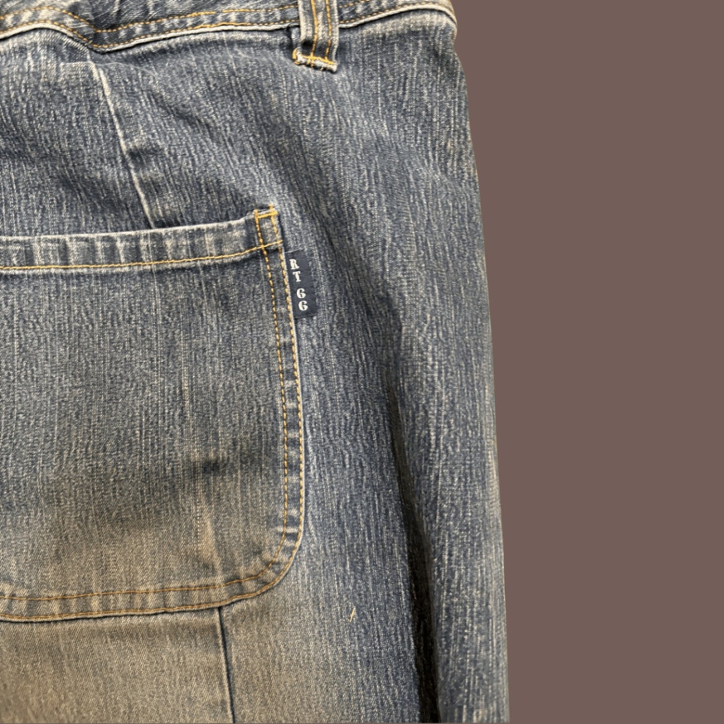 Vintage Route 66 Distressed Denim Mini Skirt – Y2K Grunge