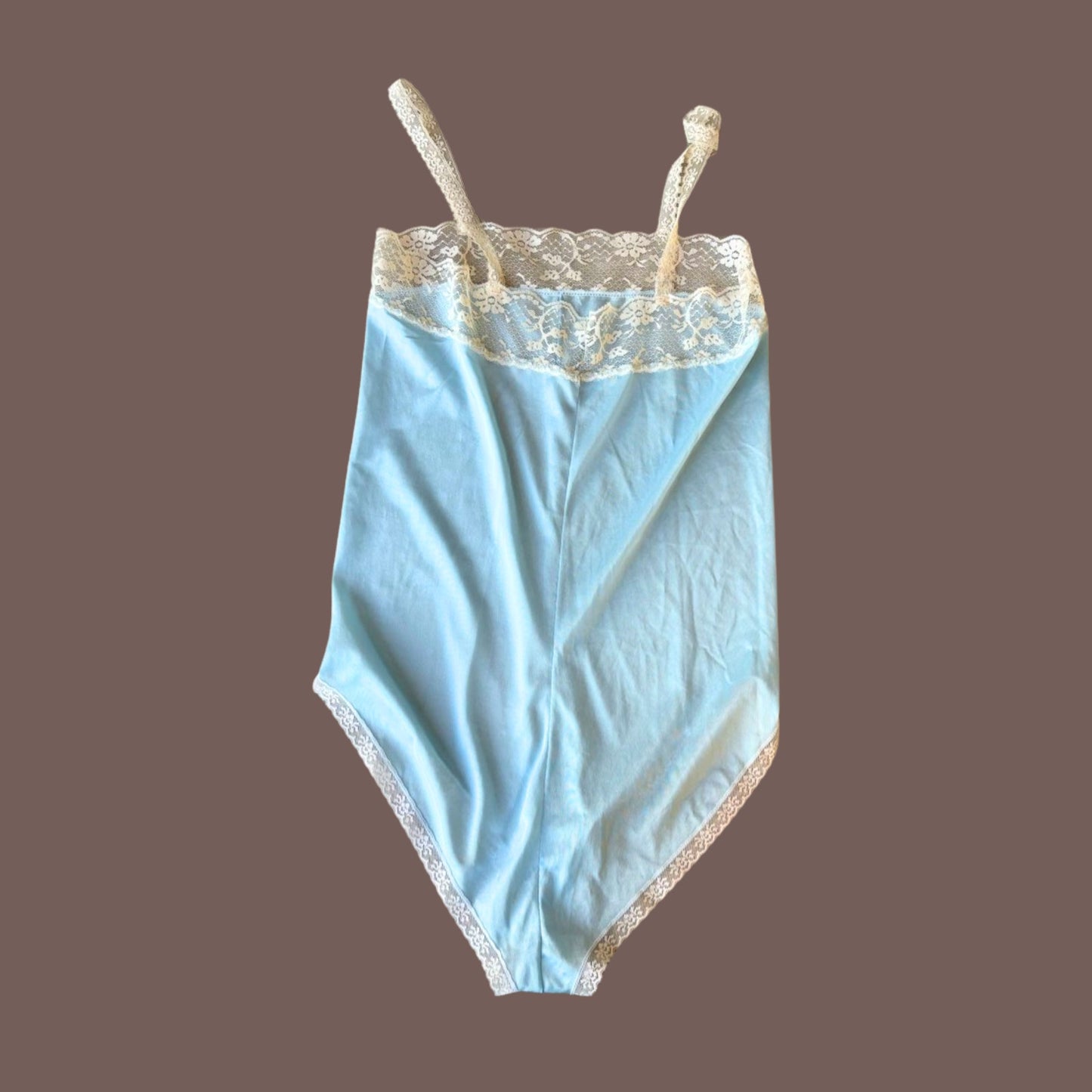 Vintage Joan Carol Lace Teddy – Powder Blue Nylon Lingerie