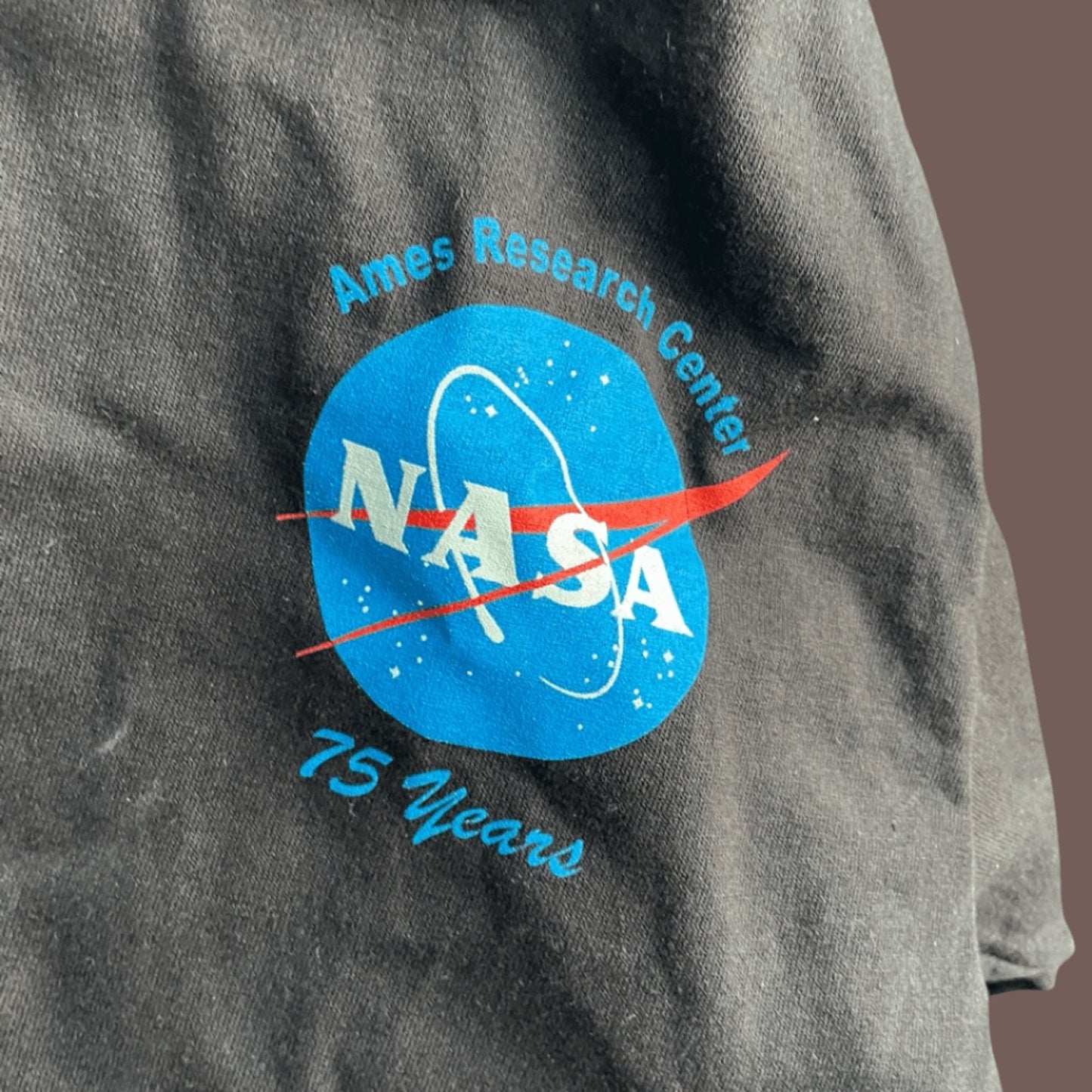 Hanes Nasa Ames Research Center 75 yrs Commemorative Short Sleeve Black Shirt S