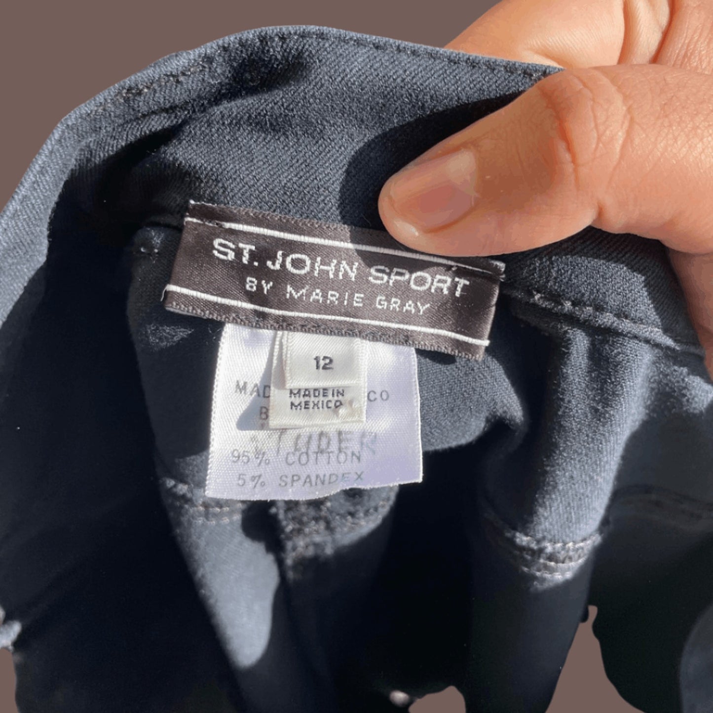 St. John Sport Wide‑Leg High‑Rise Jeans – Black Gold‑Loop Detail