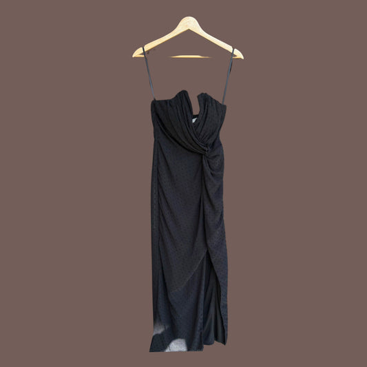 Vintage Katie May Draped Black Evening Dress – 2000s Femme Fatale